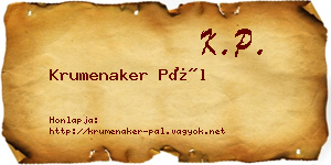 Krumenaker Pál névjegykártya